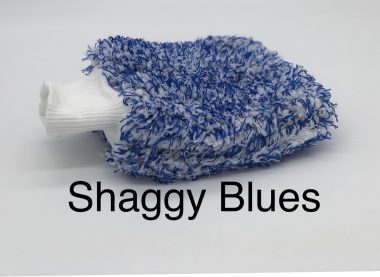 Shaggy Blues Wash Mitt, Blue and White